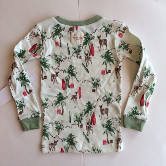 New Burt's Bees Christmas Pajamas 2T Island Holiday Organic Shirt Pants Set - Picture 3 of 6